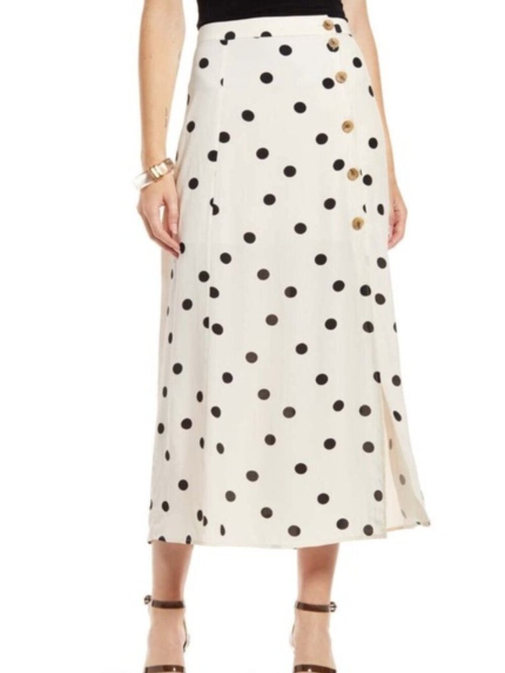 Something Navy Midi Skirt XXL Polka Dot Print A-line NWT Flowy